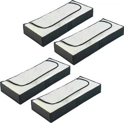 Produktbild von WENKO 4er Set Unter Bett Kommoden Aufbewahrung Tasche Box Wäsche Kleidung Textil