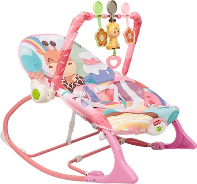 Produktbild von Babywippe mit Melodie Vibration Spielzeug-Stirnband verstellbarer Gurt ab 0 bis 11 kg Rosa