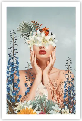 Produktbild von Poster - Poster ohne Rahmen - Surreal Frau Blumen - 61x91,5 cm - Wand Bild - Wanddeko - Wandbilder - Kunstposter - Wandposter - Bilder - Kunstdruck - Wanddekoration - Wandbild - P2XPA61x91-4818