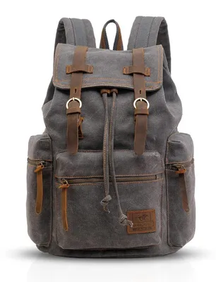 Produktbild von Rucksack 15.6 Zoll Laptop Schulrucksack Reiserucksack Daypack Arbeit Reisen Studenten Canvas Grau