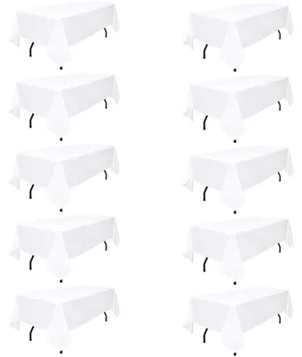 Produktbild von Tischdecke Weiß 10er Pack 153x260cm Polyester Faltenbeständig