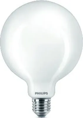 A white Philips LED bulb with a silver base.