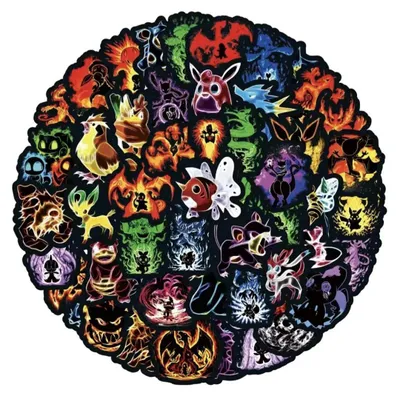 Immagine prodotto di Set di adesivi Pokémon Neon 60 adesivi Pikachu Pokemon Bambini Anime Stickerbomb