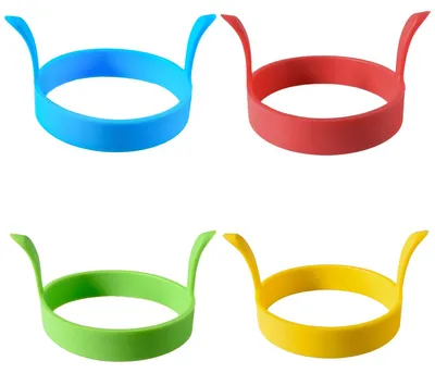Produktbild von 4er Set Silikon-Eierform mit Griff, 8 cm Runde Eierstempel zum Braten, Antihaft-Silikon-Form für Rührei, Omelett, Pfannkuchen und Frühstückssandwich, Hitzebeständig bis 230°C