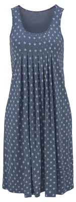 Produktbild von BEACH TIME Strandkleid mit Ornamentdruck am Saum, lockeres Hängerchenkleid mit Zierfalten blau-bedruckt Größe 46