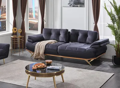 Produktbild von Wohnzimmer Sofa Dreisitzer Couch Textil Grau  Polstermöbel Sofas