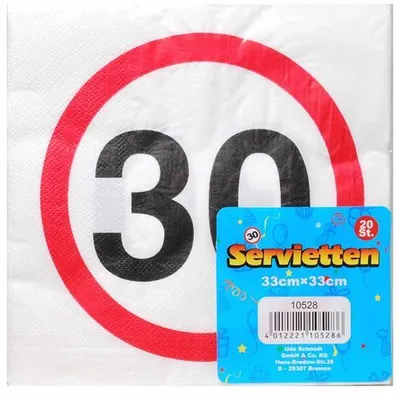 Produktbild von 20 St. Geburtstag Papier Serviette Verkehrsschild 30 Jahre Party Deko