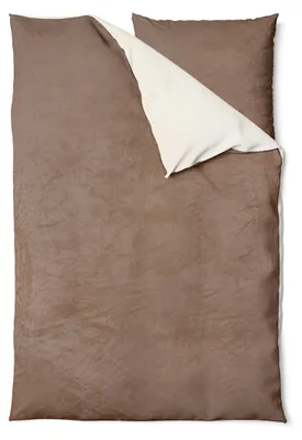 Produktbild von Winter Bettwäsche Teddy Plüsch 155x220 + 80x80 Bettbezug Cashmere Touch Nicki Uni / Wende Nougat Natur