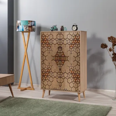 Obrázek produktu pro Skye Decor, Multibox - 720, víceúčelová skříňka, dub Sonoma, 100 % MELAMÍNEM POVLÁKNĚNÁ DESKA, 80 x 36 x 127 cm