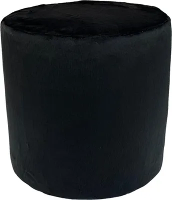 Produktbild von Velvet-Hocker MINKY 40x40 cm rund – weiches, stilvolles Sitzkissen aus Samtstoff – Schwarz