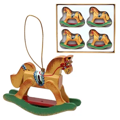 Produktbild von Set mit 4 Holz-Weihnachtsdekorationen, ca. 7 cm