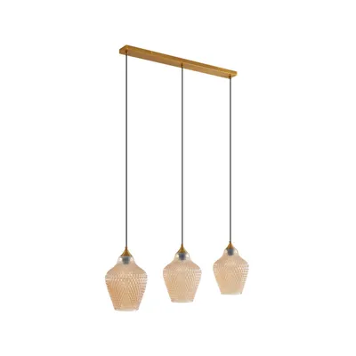 Produktbild von Lindby Hängeleuchte Drakar, Ø 22 cm, 3-flg., amber, Glas