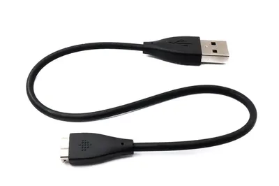 Produktbild von SYSTEM-S USB 2.0 Kabel 24 cm Ladekabel für Fitbit Charge HR Smartwach in Schwarz