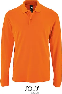 Image de SOLs 02087 | Polo Piqué Hommes Manches Longues Perfect - Couleur : Orange - Taille : M