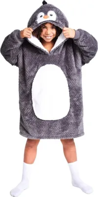 Obrázok produktu pre Noxxiez Útulná deka s kapucňou pre deti - ideálna pre deti od 7 do 14 rokov Penguin