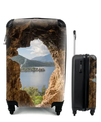 Produktbild von MuchoWow® Koffer Handgepäck Trolley Rollkoffer Kleine Reisekoffer mit 4 Rollen - Wasser - Höhle - Natur - Landschaft - Cabin Size < 55x40x23 cm & 55x40x20 cm - Fotokoffer - Kabinenkoffer - Boardgepäck - Reise-Box - Reisekoffer - Reisegepäck - Koffer mit Bild - Trolley für Kinder