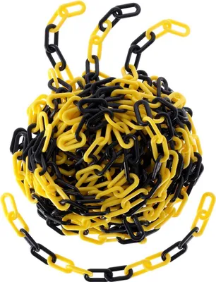 Produktbild von TIBU Absperrkette Kunststoff Plastikkette 8 mm Stärke - zweifarbig Schwarz/Gelb - Länge 100 cm - witterungsbeständig und stabil