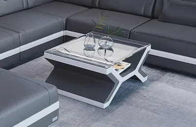 Produktbild von Designer Leder Couchtisch Napoli – Eleganz