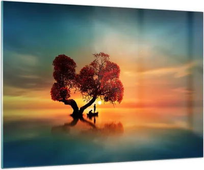 Produktbild von Bilder auf glas - See Natur Nacht - 100x70cm - Glasbilder - Wandbilder - Kunstdruck - zum Aufhängen bereit - Wanddekoration aus Glas - Glas Bilder - Wandbild auf Glas - Einteilig - GAA100x70-3458