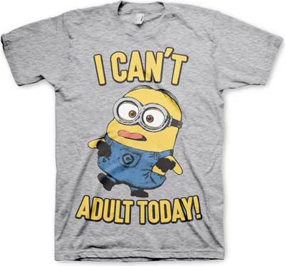 Produktbild von Minions - I Can't Adult Today T-Shirt - Medium - Heather-Grey