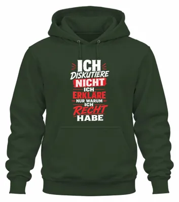 Zdjęcie produktu dla Nie dyskutuję, tylko wyjaśniam. Bluza z kapturem "Statement", kolor butelkowej zieleni, rozmiar S