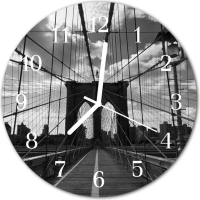 Produktbild von Glasuhr Wanduhr Küchenuhr Echt-Glas 30fi cm Brücke grau