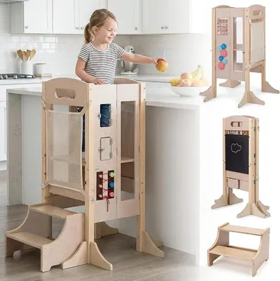 Imagen del producto de Torre de aprendizaje 3 en 1, plegable, con escalón de 3 peldaños y altura ajustable