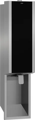 Imagen del producto de Dispensador de jabón KWC AR, modelo EXOS, acero inoxidable, para montaje en pared, dimensiones 124x500x120 mm, frente de vidrio laminado