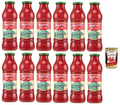 Produktbild von Mutti Passata di Pomodoro, Italienische Tomatensauce, 12 Flaschen x 700g, Italienische Tomaten, + Italian Gourmet poolpa 400g