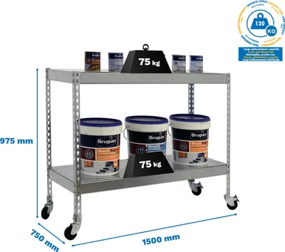 Produktbild von SIMONFORTE MOB Mittellastregal mit Rollen. 1507-2 METALL 900 GALVA/GALVA