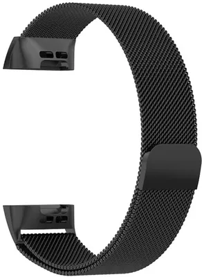 Productafbeelding van CHPN - Milanese horlogeband, geschikt voor Fitbit - Fitbit Charge 3 en 4 - Milanese horlogeband voor Fitbit - Zwart - Groot - Horlogeband - Exclusief Fitbit - Bandje - Polsband