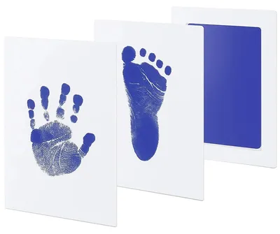 Produktbild von Baby Handabdruck Set Fußabdruck Set Stempelkissen ohne Schmutz Tintenpad Abdruck für Neugeborene blau 12,5x8 cm