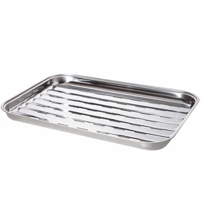 Immagine prodotto di Paella World ALL'GRILL vassoio per grigliare in acciaio inox 34x24x2,5 cm lavabile in lavastoviglie per griglie a carbonella, a gas ed elettriche