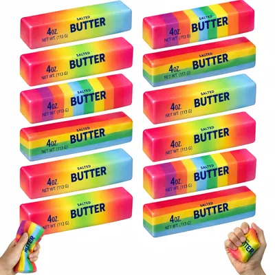 Produktbild von 12 Stück Streifen Butter Squishy,Quetschspielzeug Langsam Aufsteigendes,Anti-Stress Fidget Spielzeug,Squeeze Toy für Schule Büro Zuhause