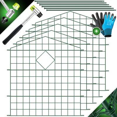Zdjęcie produktu dla Ogrodzenie do stawu KESSER® – ogrodzenie ogrodowe, ogrodzenie wtykowe, kompletny zestaw metalowych elementów ogrodzeniowych, w zestawie młotek + pręty mocujące, ogrodzenie wtykowe do ogrodu, zestaw ogrodzenia z okrągłymi łukami i siatką, wybieg dla psów