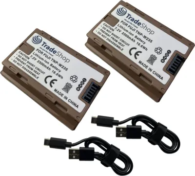 Produktbild von 2x Trade-Shop Li-Ion Kamera-Akku 7,2V / 2300mAh inkl. USB-C Ladekabel kompatibel mit Fujifilm X-T4, X-T5 Digitalkamera ersetzt NP-W235 / NTC, V1