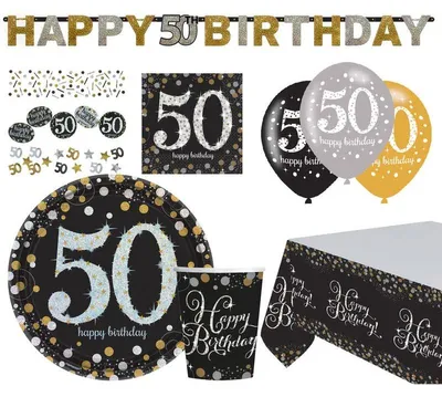 Produktbild von Zahl 50 Sparkling Celebrations Gold Partyset 41-teilig