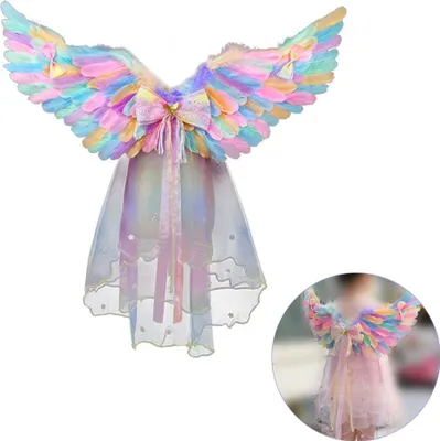 Obrázok produktu pre Halloween kostým Set Diabolský anjel Cospaly Kostým Halloween Party Cosplay Prop Deti Perie Krídlo Fancy šaty pre Halloween Karneval Tematické Cosplay Party Príslušenstvo