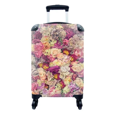 Produktbild von MuchoWow® Koffer Handgepäck Trolley Rollkoffer Kleine Reisekoffer mit 4 Rollen - Blumen - Rosen - Romantisch - Cabin Size < 55x40x23 cm & 55x40x20 cm - Fotokoffer - Kabinenkoffer - Boardgepäck - Reise-Box - Reisekoffer - Reisegepäck - Koffer mit Bild - Trolley für Kinder