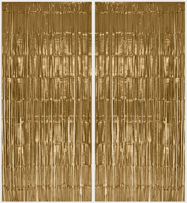 Produktbild von 2x Lametta Vorhang - light gold - 91x244 cm