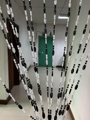 Obrázok produktu pre Akrilový korálkový záves 100 cm x 195 cm, čierne korálky, dekoratívny pre dvere, okná, kaviarne