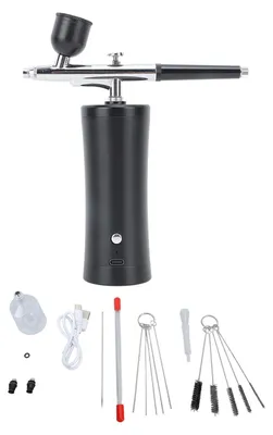 Obrázek produktu pro Elektrická airbrush sada s tlakem 30 PSI, bezdrátová sada pro líčení, USB nabíjecí sada pro nail art, tetování a modelářství, černá barva