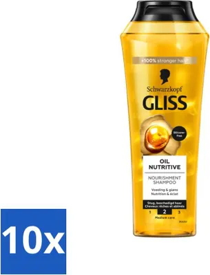 Produktbild von Gliss Shampoo – Oil Nutritive – Für nährendes und seidiges Haar – 250 ml - Vorteilspack - 10 Stücke