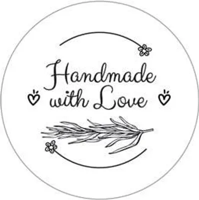 Zdjęcie produktu dla Naklejki okrągłe Białe Handmade with Love - wzór 8