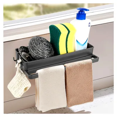 Produktbild von Spülbecken Organizer Küchen Spüle Sink Organizer, Schwammhalter Spülbecken Spülbecken Caddy Organizer Wand, küchen Organizer, Spülschwamm Halterung mit Abtropfschale Aufbewahrung