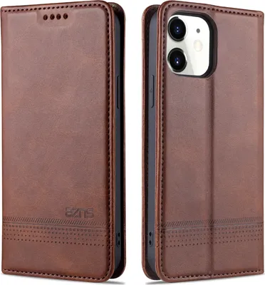 Image de LaimTop Etui en cuir pour iPhone 11, étui à rabat Portefeuille Fermeture magnétique Support Housse de protection pour iPhone 11 Café