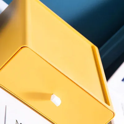 Image de Boîte de rangement de bureau à tiroirs : modèle robuste, empilable, pour le rangement des fournitures de bureau - Jaune