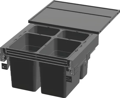 Produktbild von Ninka Abfalltrennsystem eins2pack Push-to-open - Korpusbreite 600mm, Dunkelgrau, 2x8L + 2x17L