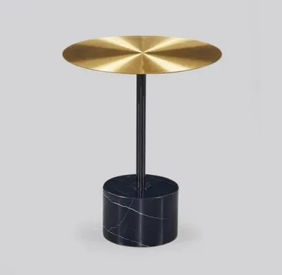 Image de Table d'appoint noire et dorée Table de rangement ronde Tables de salon Nouveau