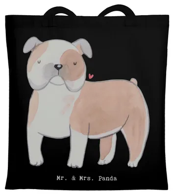 Produktbild von Mr. & Mrs. Panda canvas tasche Englische Bulldogge Moment - Schwarz - Geschenk, Shopping, Tote Bag, Jutebeutel, Uni, Beutel